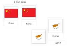 3 Part Cards - Flags of Asia