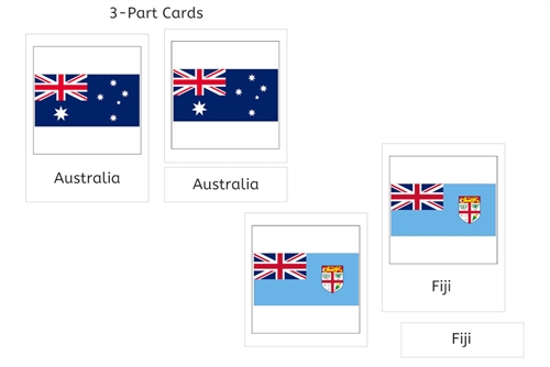 3 Part Cards - Flags of Oceania