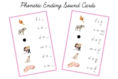 Pink Language Serie J - Ending Sound Choice Cards, Cursive