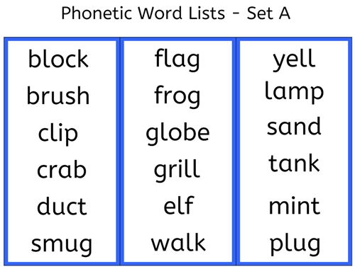 Blue Language Series B - Word Lists