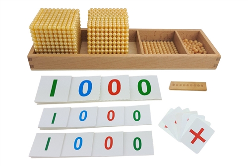 Golden Bead Ten Base Blocks with Cards and Trays