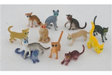12 Cat Miniatures Set