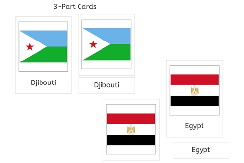 3 Part Cards - Flags of Africa