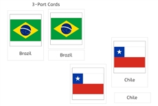 3 Part Cards - Flags of South America