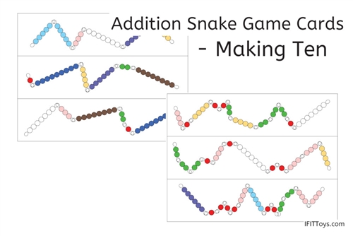 Montessori Math Addition Snake Game Cards (Numeral Version) for Facts  Practice
